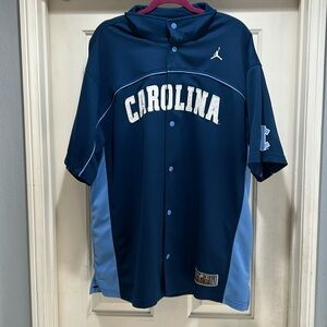 Michael Jordan U.N.C. North Carolina Warmup Nike Elite Blue Button Shirt Size XL